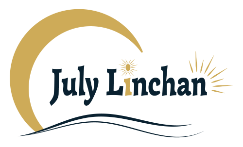 Logo Principal Ecrit bleu Sans fond logo july linchan
